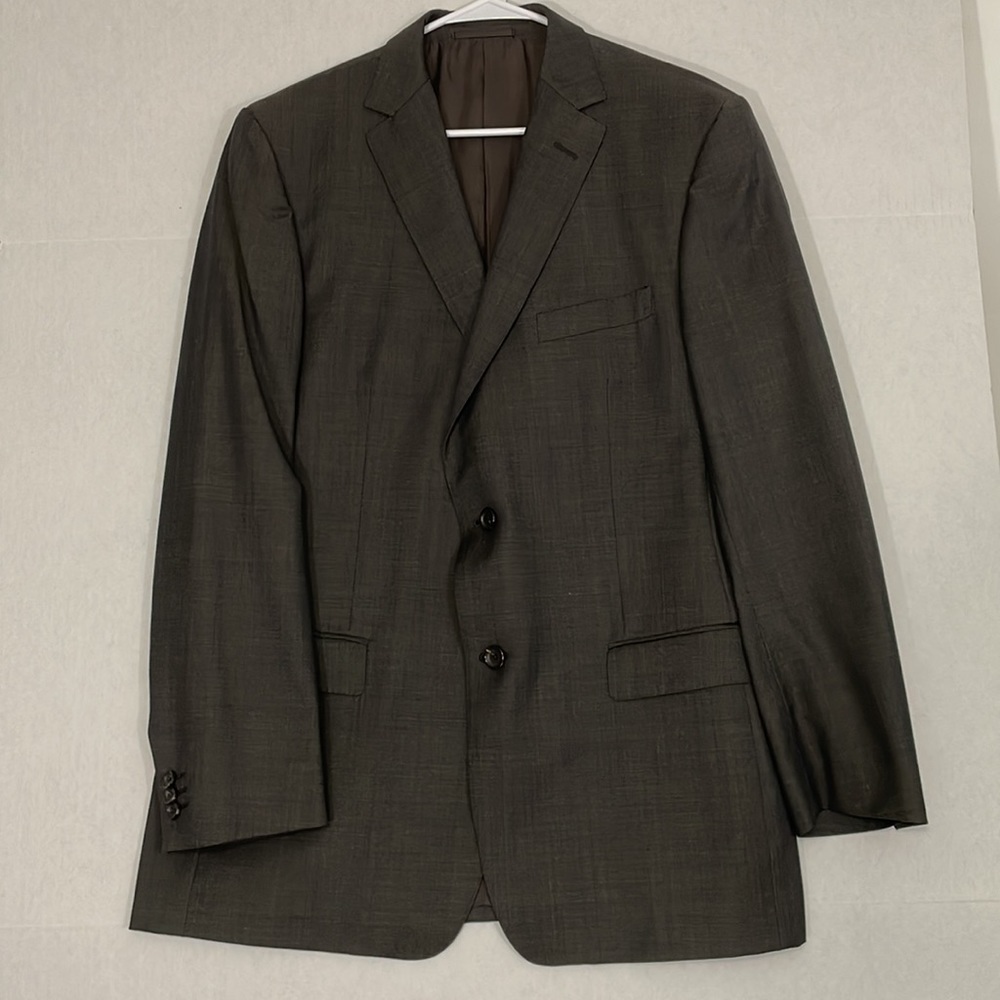 Z Zegna Wool Blazer Jacket, Lined, 2 Button, Brown, 52R EU, 42R US